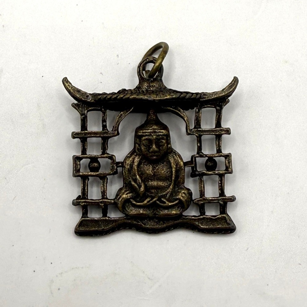 Vintage‎ Buddha Pagoda Pendant Necklace – Bronze Tone Spiritual Jewelry